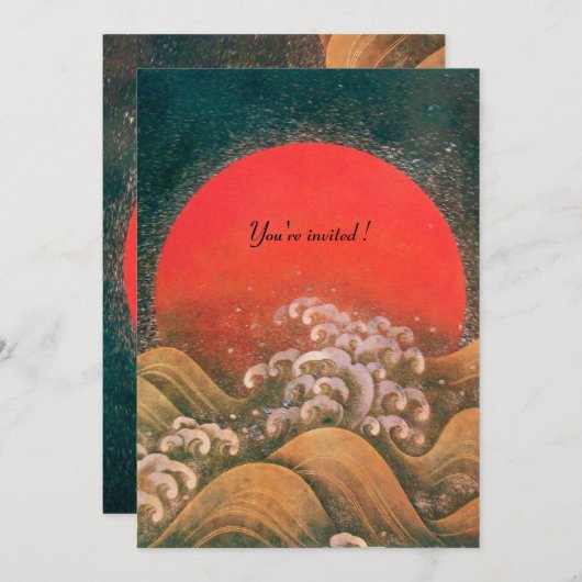 AMATERASU , SUN GODESS , rot schwarz braun Einladung (Vorne/Hinten)