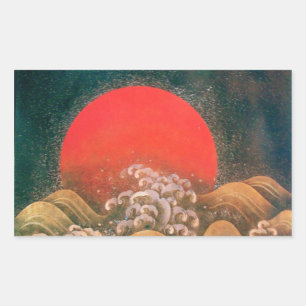AMATERASU , SUN GODESS , rot schwarz braun Rechteckiger Aufkleber