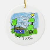 Amateurfunk-Haus-Weihnachtsverzierung Keramikornament (Vorne)