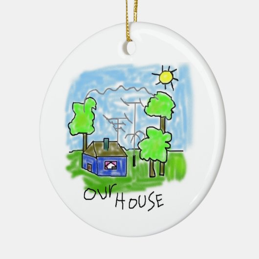 Amateurfunk-Haus-Weihnachtsverzierung Keramikornament (Links)