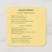 Amateurfunk Quadratische Visitenkarte (Rückseite)