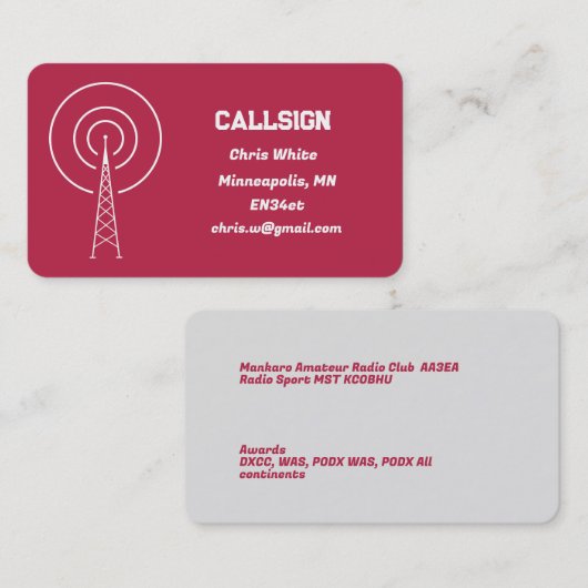 Amateurfunk Visitenkarte (Vorne/Hinten)