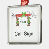 Amateurfunk-Weihnachtsverzierung mit Elfen Silbernes Ornament (Links)