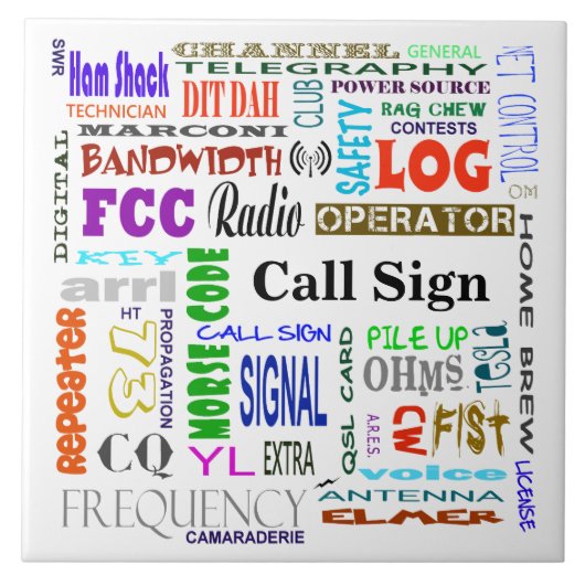 Amateurfunk-Wort-Collagen-Fliese fertigen es Fliese (Vorderseite)