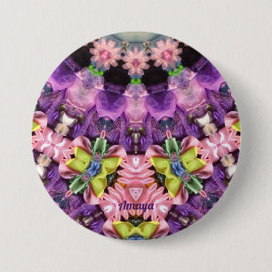 AMAYA ~ Violett Rosa Grün Gelb BLING  Button