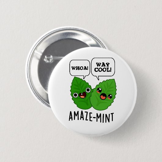 Amaze-mint Funny Mint Blätter Pun Button (Vorne & Hinten)