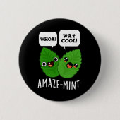 Amaze-mint Funny Mint Blätter Pun Dark BG Button (Vorderseite)