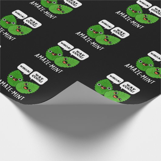 Amaze-mint Funny Mint Blätter Pun Dark BG Geschenkpapier (Ecke)