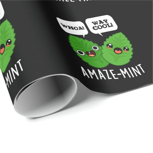 Amaze-mint Funny Mint Blätter Pun Dark BG Geschenkpapier (Rolleneckpunkt)