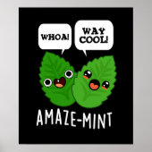 Amaze-mint Funny Mint Blätter Pun Dark BG Poster (Vorne)