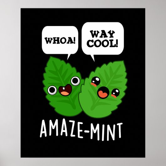 Amaze-mint Funny Mint Blätter Pun Dark BG Poster (Vorne)