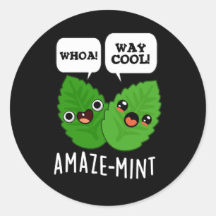 Amaze-mint Funny Mint Blätter Pun Dark BG Runder Aufkleber