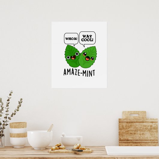 Amaze-mint Funny Mint Blätter Pun Poster (Küche)