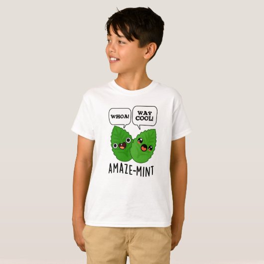 Amaze-mint Funny Mint Blätter Pun T-Shirt (Vorne ganz)