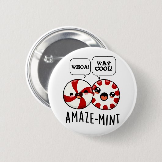 Amaze-mint Funny Peppermint Pun Button (Vorne & Hinten)