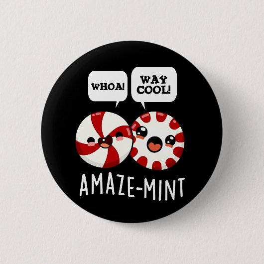 Amaze-mint Funny Peppermint Pun Dark BG Button (Vorderseite)