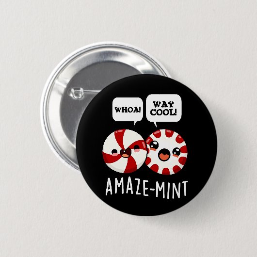 Amaze-mint Funny Peppermint Pun Dark BG Button (Vorne & Hinten)