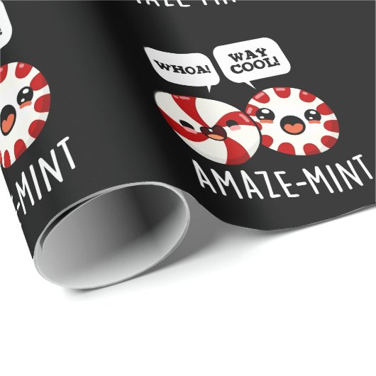 Amaze-mint Funny Peppermint Pun Dark BG Geschenkpapier (Rolleneckpunkt)