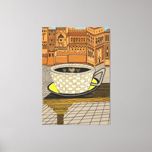 Amazigh marokkanische Kasbah mit Kaffee-Cup Leinwanddruck (Vorderseite)