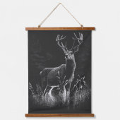 amazing deer in nature draw wandteppich mit holzrahmen (Vorderseite)