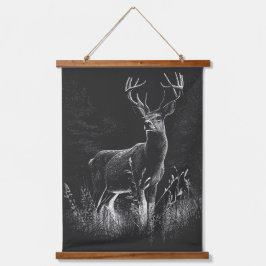 amazing deer in nature draw wandteppich mit holzrahmen