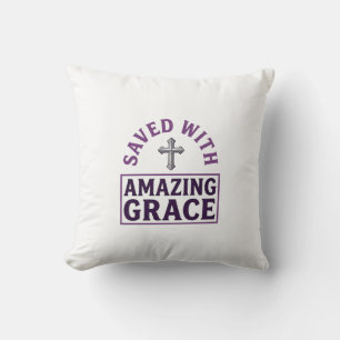 Amazing Grace Christliches Kreuz Vintage Kissen