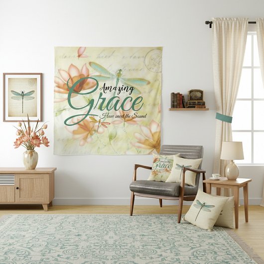 Amazing Grace Flowers and Draquelly Wandteppich