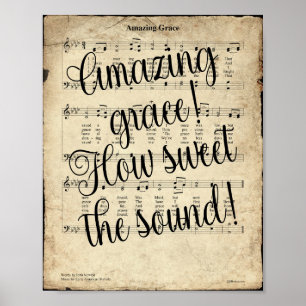 Amazing Grace Schrift-Hymnen-Druck Poster