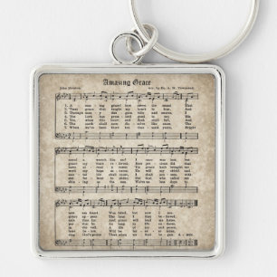 Amazing Grace Vintage-Hymnus Notenblatt Schlüsselanhänger
