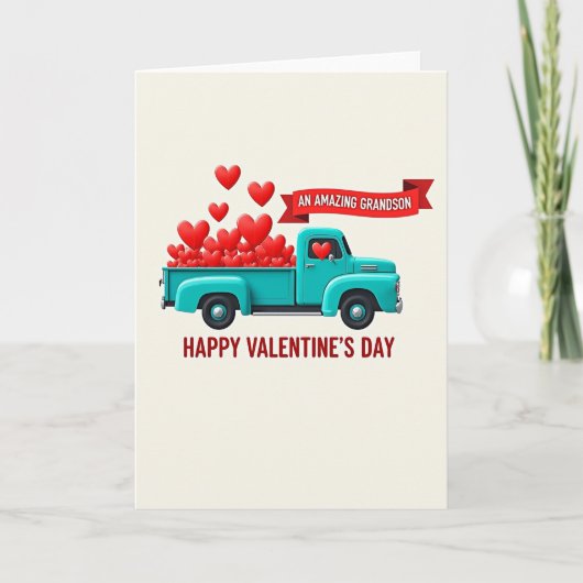 Amazing Grandson Valentine Card Karte (Vorderseite)