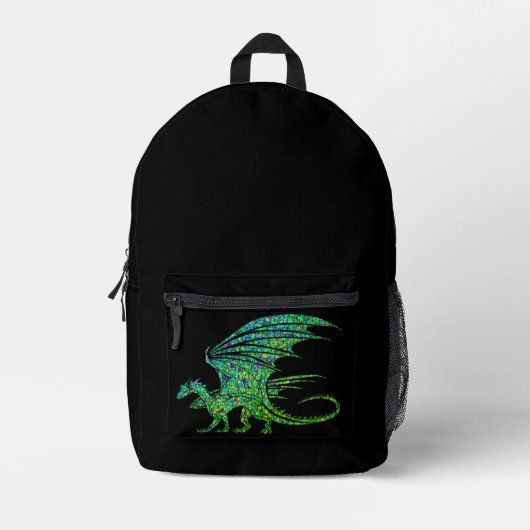 Amazing Green Mosaic Dragon  Bedruckter Rucksack (Vorderseite)