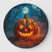 Amazing Lava-Glow Pumpkin Halloween Clock Große Wanduhr (Vorderseite)