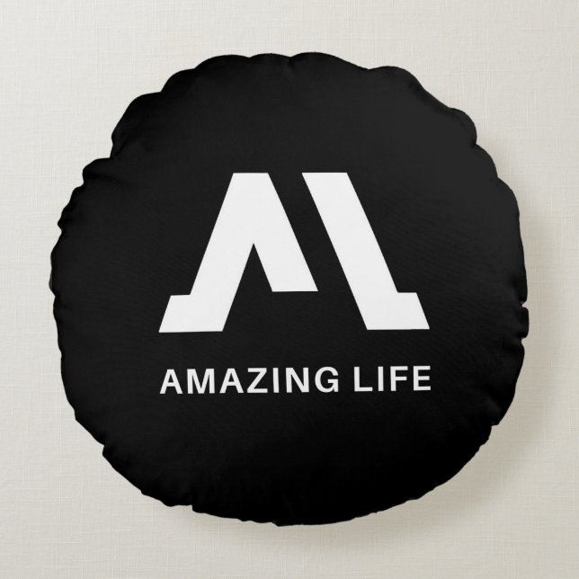 Amazing Life Monochrome A Logo Rundes Kissen (Vorderseite)