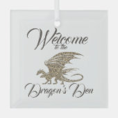 Amazing Mosaic Dragon Golden Welcome Ornament Aus Glas (Vorderseite)