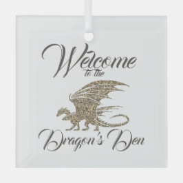 Amazing Mosaic Dragon Golden Welcome Ornament Aus Glas