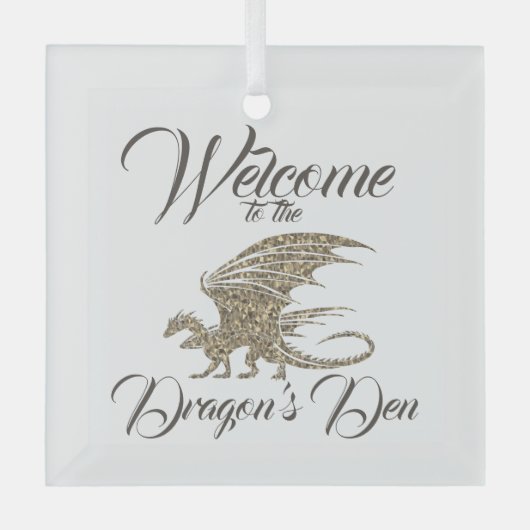 Amazing Mosaic Dragon Golden Welcome Ornament Aus Glas (Vorderseite)