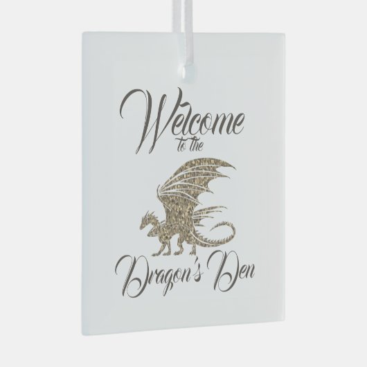 Amazing Mosaic Dragon Golden Welcome Ornament Aus Glas (Vorderseite Rechts)