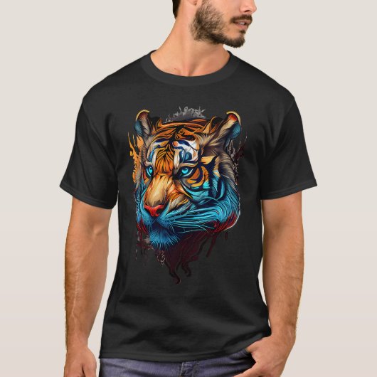 Amazing Neo Traditional Tattoo Style Tiger Head T-Shirt (Vorderseite)
