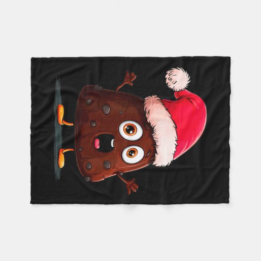 Amazing Pudding Look With Christmas Hat  Fleecedecke (Vorderseite (Horizontal))