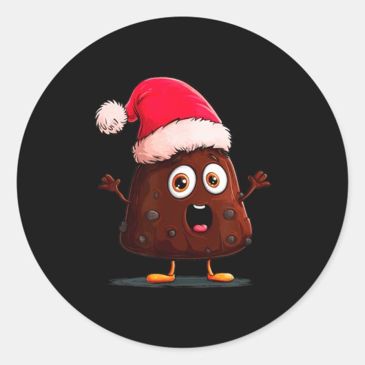 Amazing Pudding Look With Christmas Hat  Runder Aufkleber (Vorderseite)