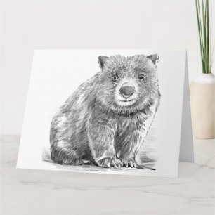 Amazing realistic wombat in pencil drawing style karte