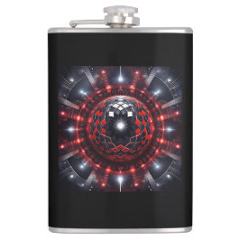 Amazing Red/Black Checkered Mandelbrot Starbursts Flachmann