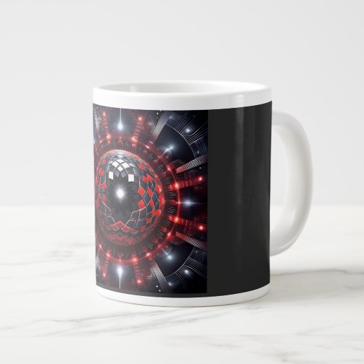 Amazing Red/Black Checkered Mandelbrot Starbursts Jumbo-Tasse (Vorderseite Rechts)