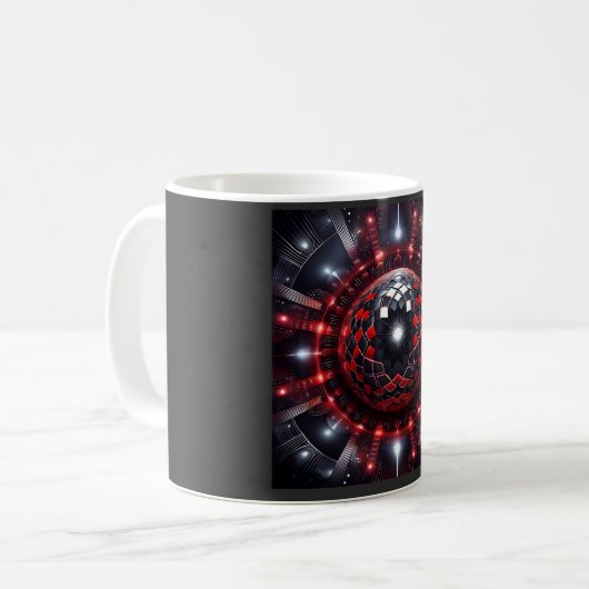 Amazing Red/Black Checkered Mandelbrot Starbursts Kaffeetasse (Vorderseite Links)