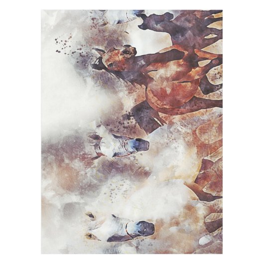 Amazing white and bay horses in a gallop tischdecke (Vorderseite)