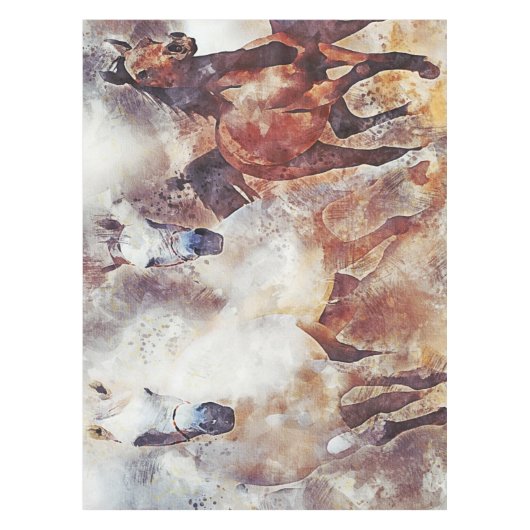 Amazing white and bay horses in a gallop tischdecke (Vorderseite)