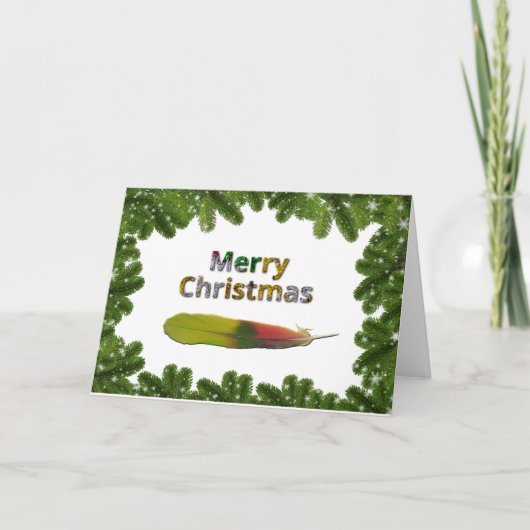 Amazon Parrot Feather Christmas Card Feiertagskarte (Vorderseite)