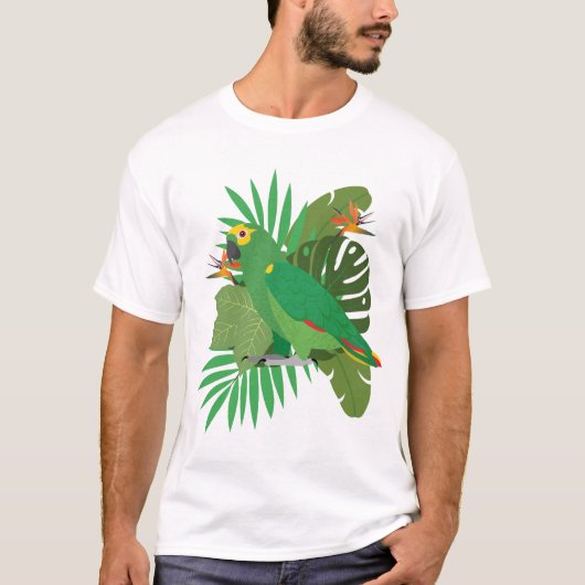 Amazon parrot with leave background T-Shirt (Vorderseite)