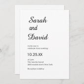 Amazone Schriftart Klassische Schwarz-Weiß-Hochzei Einladung (Vorne/Hinten)