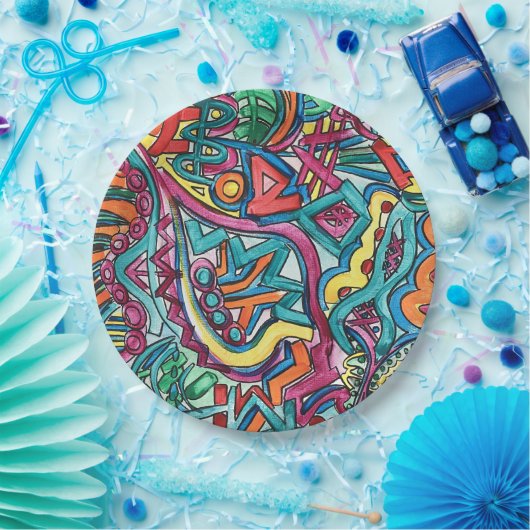 Amazonien-Handgemalte Abstrakte Kunst Pappteller (Party)